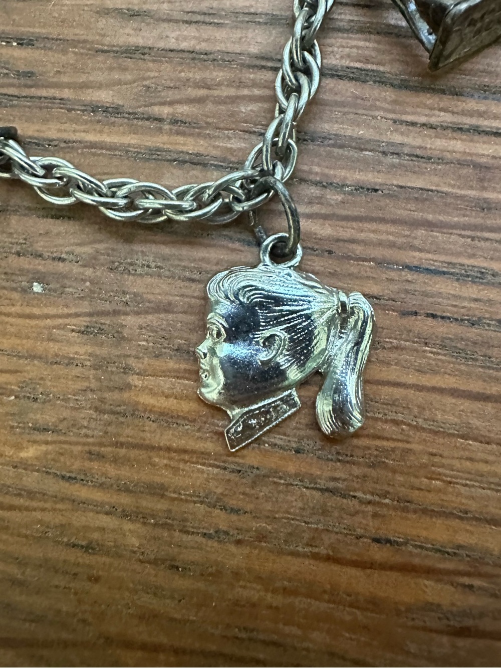 Vintage 60s silver Girl Face Charm